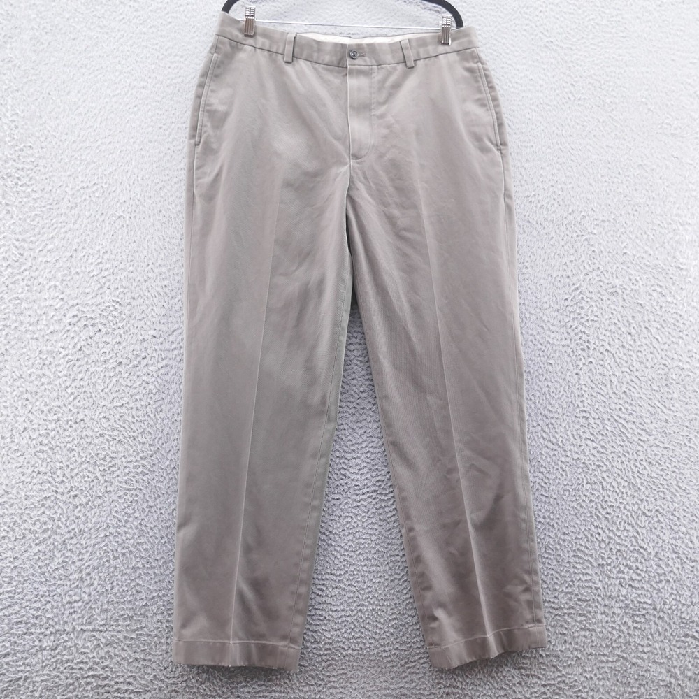 Brooks Brothers Advantage Chino Clark Pants Mens 37x32* Gray Cotton Flat Front